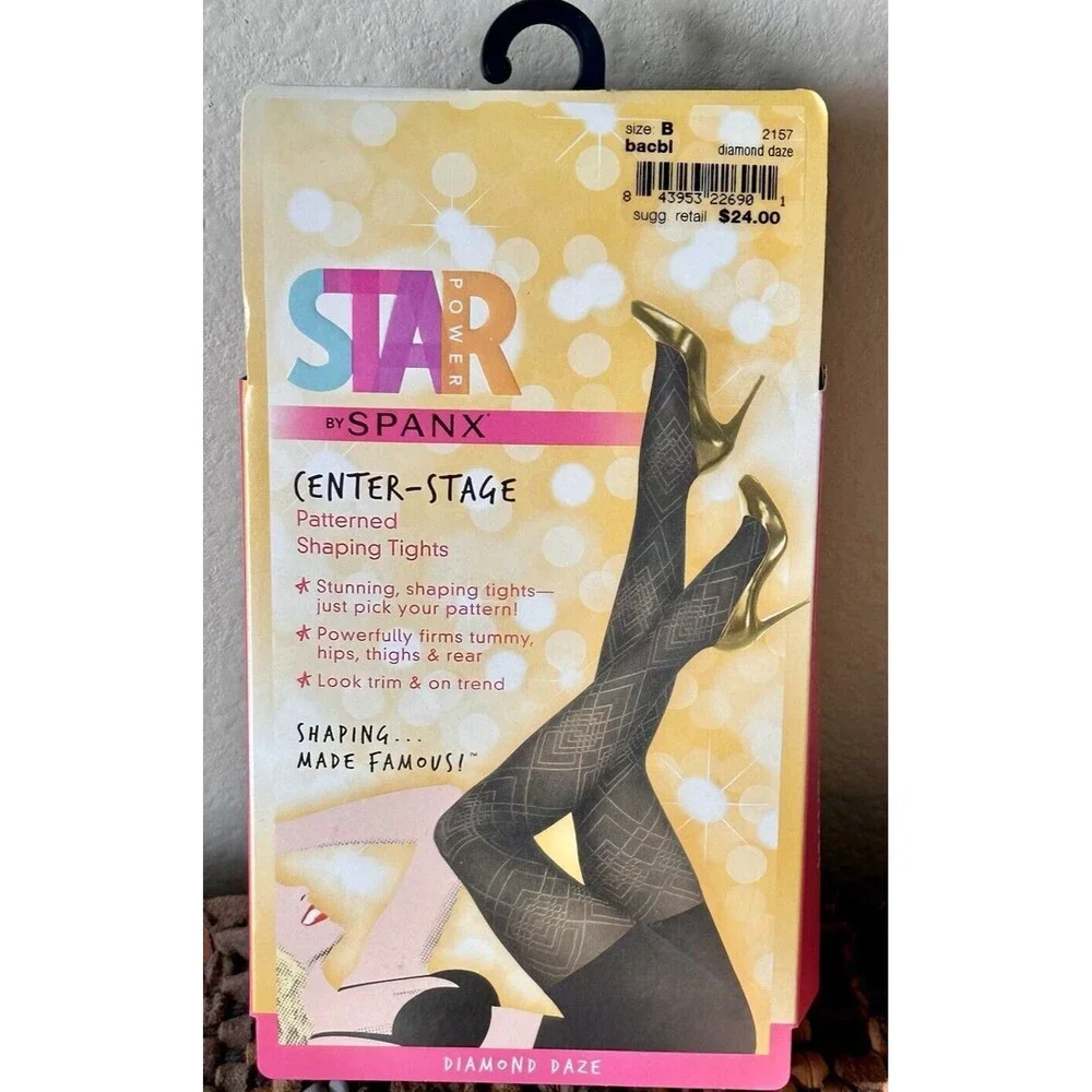 Spanx Star Power‎ Center Stage Diamond Daze Shaping Tights Size B New Box Black